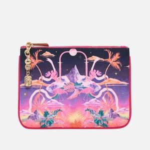 Camilla flight of the flamingos Pink Purple Tropical Printed Zip Pouch